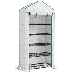 Estufa de jardim de 5 prateleiras estufa resistente com 1 porta com fecho de correr anti-UV 90x49x193 cm branco