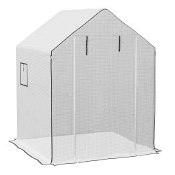 Cobertura de substituição para estufa 140x143x190 cm com janela porta anti-UV proteção de plantas para jardim branco