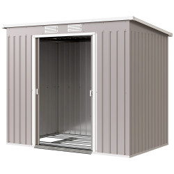 Abrigo de jardim 213x130x172 cm abrigo de exterior de aço galvanizado com porta corredeira para armazenamento cinza claro