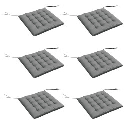 Conjunto de 6 almofadas para cadeiras de jantar 40x40 cm 6 unidades almofadas para cadeiras de jardim acolchoadas com fitas cinzento