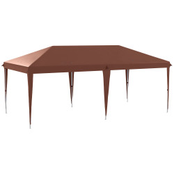 Tenda dobrável 6x3 m com altura ajustável em 3 níveis bolsa de transporte anti-UV e estrutura de aço castanho