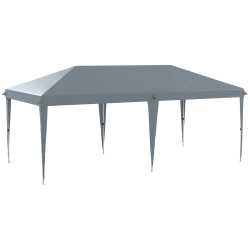 Tenda dobrável 585x295x270 cm tenda de jardim portátil com bolsa de transporte tecido oxford cinza