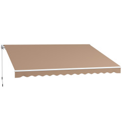 Toldo manual retrátil 350x250 cm para varanda com manivela de metal impermeável e anti-UV para jardim janelas marróm
