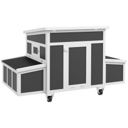 Galinheiro de madeira 147x93,5x89,5 cm galinheiro para exterior com tabuleiro amovível gaiola para 6 galinhas cinza