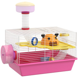 Gaiola para hamsters com comedouro bebedouro roda de exercício torre de observação e casinha 34x27x25 cm multicolor