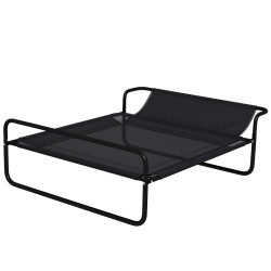Cama elevada para cães respirável para cães pequenos 106x81x33 cm tecido de textilene encosto inclinável estrutur