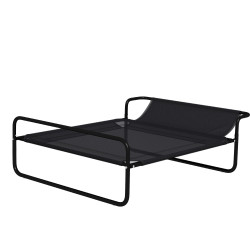 Cama elevada para cães respirável para cães pequenos 91x69x29 cm tecido de textilene apoio de cabeça preto