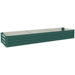 Floreira exterior grande retangular em aço galvanizadocom base aberta 240x60x30 cm verde