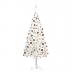 Árvore de Natal artificial com luzes LED e bolas 240 cm branco - Imagen 1