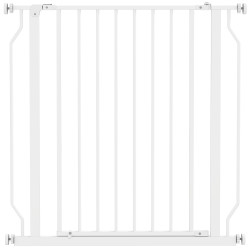 Barreira de segurança para cães 75-85 cm para portas e escadas, dupla direção, duplo bloqueio, branco