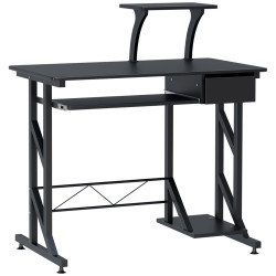 Mesa de computador com 1 gaveta bandeja para teclado e suporte para cpu para escritório estúdio 90x50x95 cm preto