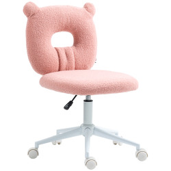 Cadeira de secretária de carneirinho cadeira infantil giratória com encosto em forma de urso 50x56x80-90 cm rosa