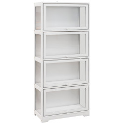 Vitrine branco de 4 níveis para sala de estar anti-tombo 59x30x139 cm com portas abatíveis de acrílico colecionador