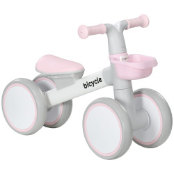 Bicicleta sem pedais para crianças de 12-36 meses bicicleta de equilíbrio com assento ajustável 56x27x39 cm rosa