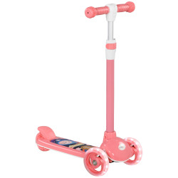Trotinete para crianças trotinete com 3 rodas LED altura ajustável carga 25 kg 52x29x63-76 cm rosa