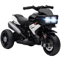 Motocicleta elétrica infantil com 3 rodas para crianças acima de 3 anos bateria 6v com luzes e música 86x42x52 cm branco