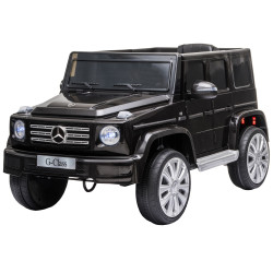 Carro elétrico benz g500 todo-o-terreno com bateria 12v veículo elétrico com música buzina velocidade 3-5 km/h preto