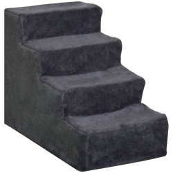 Escada para animais de estimação com 4 degraus capa removível e lavável escada para cães gatos 60x35x44 cm cinza escuro