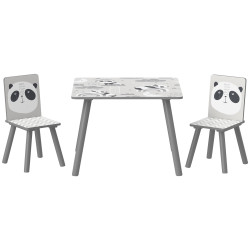 Conjunto de mesa e cadeiras para crianças de 3 peças mesa infantil com 2 cadeiras conjunto de móveis para atividades cinza