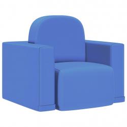 Sofá infantil 2-em-1 couro artificial azul - Imagen 1