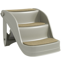 Escada para cães de 3 degraus dobrável escada para animais de estimação com tapetes antiderrapantes 49x38x38 cm cinzento