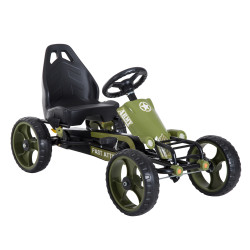 Go-kart a pedais para crianças acima de 3 anos com freio embreagem assento ajustável máx. 35 kg 105x54x61cm verde