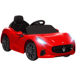 Carro elétrico para crianças maserati gran turismo folgore 12v controlo remoto faróis buzina e música mp3 98x59x43 cm vermelho