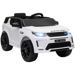 Carro elétrico para crianças acima de 3 anos com licença land rover discovery sport carro elétrico infantil com bateria 12v controlo remoto faróis buzina e música 106x65,5x51 cm branco