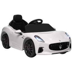 Carro elétrico para crianças maserati gran turismo folgore 12v controlo remoto faróis buzina e música mp3 98x59x43 cm branco