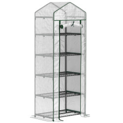 Estufa de jardim vertical 69x49x193 cm com 5 prateleiras estufa para plantas e cultivos com cobertura transparente de PE verde