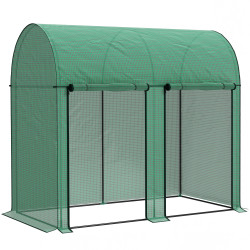 Estufa pequena estufa de exterior com porta dupla com fecho de correr e cobertura de PE 200x100x178 cm verde