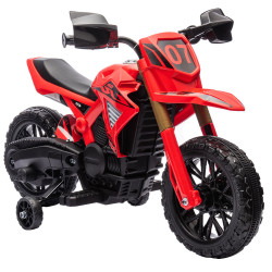 Mota elétrica para crianças moto a bateria para crianças 6v com rodas de treino e buzina 105x57x62 cm vermelha