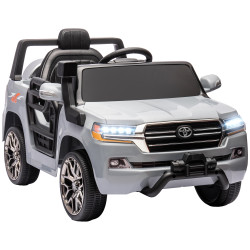 Carro elétrico para crianças toyota land cruiser 12v com faróis buzina arranque lento e música mp3 107x65x55,5 cm cinza