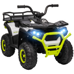 Quadriciclo elétrico para criança 12v faróis música mp3 velocidade ajustável e cesta de arrumação 88x50x57,5 cm verde