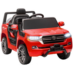 Carro elétrico para crianças toyota land cruiser 12v com faróis buzina arranque lento e música mp3 107x65x55,5 cm vermelho