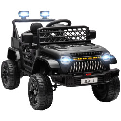Carro elétrico para crianças carro elétrico infantil utv 12v com velocidade ajustável USB e faróis 95x62,5x65 cm preto