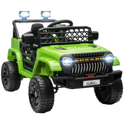 Carro elétrico para crianças carro elétrico infantil utv 12v com velocidade ajustável USB e faróis 95x62,5x65 cm verde