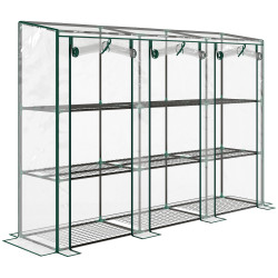 Estufa pequena com prateleiras de 3 níveis portas com fecho de correr estufa para cultivar 215x46x151 cm transparente
