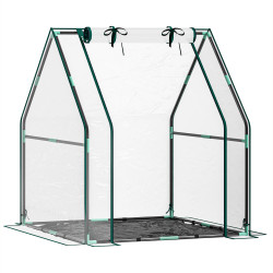 Estufa pequena porta com fecho de correr base de tecido PE impermeável e estrutura de aço estufa 90x90x105 cm transparente