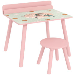 Mesa e cadeira para crianças com prateleira para livros secretária para crianças acima de 3 anos rosa