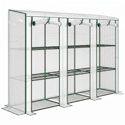 Estufa pequena com prateleiras de 3 níveis portas com fecho de correr estufa para cultivar 215x46x151 cm branco