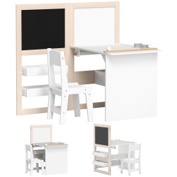 Mesa e cadeira infantil mesa para crianças com cadeira ardósias dobrável prateleiras e rolo de papel branco