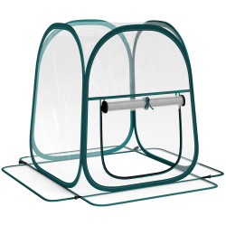 Mini estufa dobrável pop-up para exterior com porta enrolável e cobertura transparente