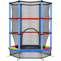Trampolim infantil ø140x190 cm trampolim para crianças de 3-6 anos com rede de segurança carga 45 kg para interior azul