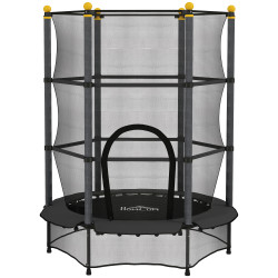 Trampolim para crianças com rede de segurança e estrutura de aço para interiores e exteriores carga 50kg ø140x190 cm preto