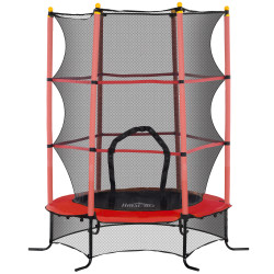 Trampolim para crianças com rede de segurança e estrutura de aço para interiores e exteriores carga 50 kg ø163x190 cm vermelho