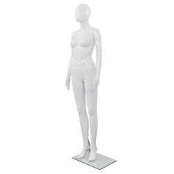 Manequim feminino completo base em vidro 175cm branco brilhante - Imagen 1
