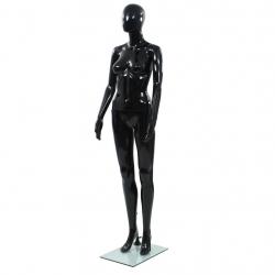 Manequim feminino completo base em vidro 175 cm preto brilhante - Imagen 1