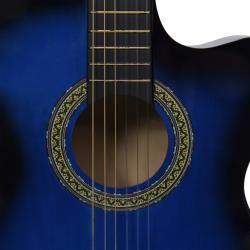 Guitarra acústica cutaway com equalizador e 6 cordas azul - Imagen 5