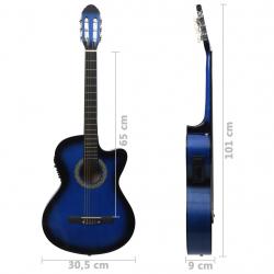 Guitarra acústica cutaway com equalizador e 6 cordas azul - Imagen 8